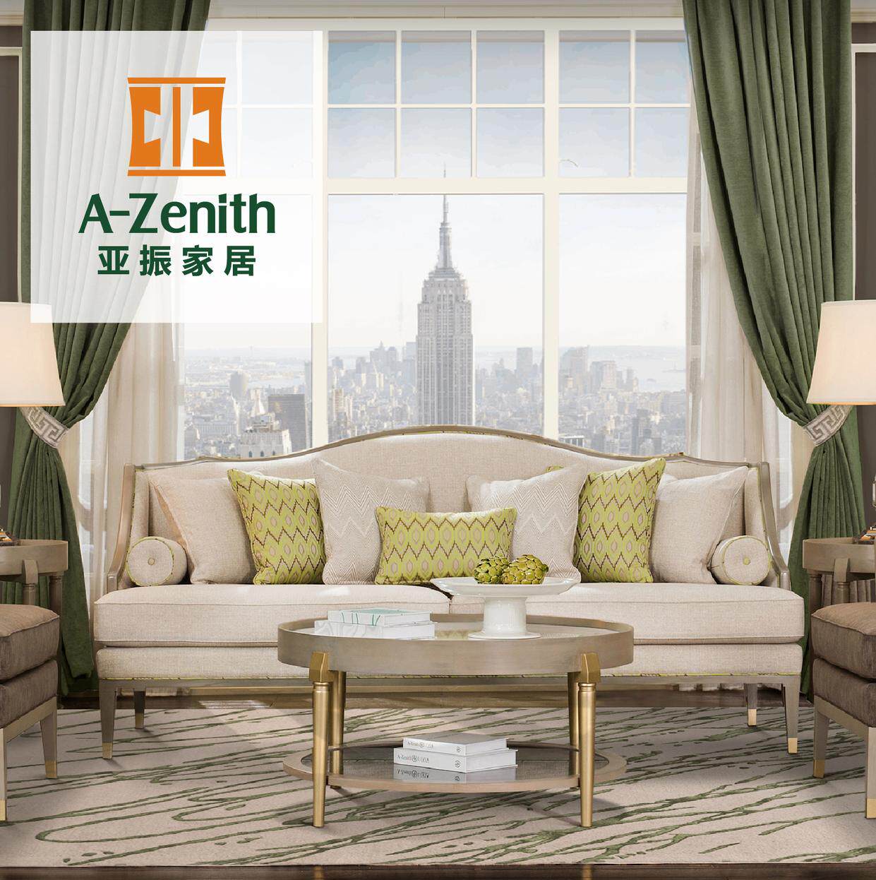 亚振家居青春纪念简约时尚客厅家具混纺布艺三人布艺沙发