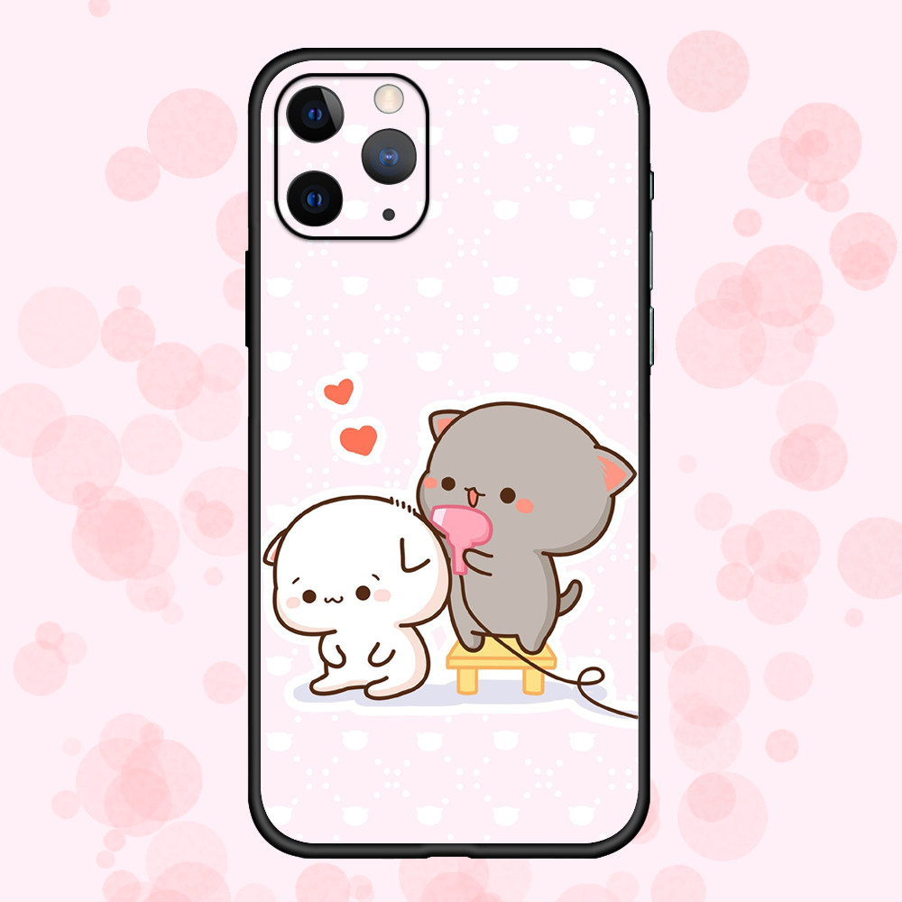 粉可爱蜜桃猫手机壳适用oppo华为mate40p30苹果小米手机保护套