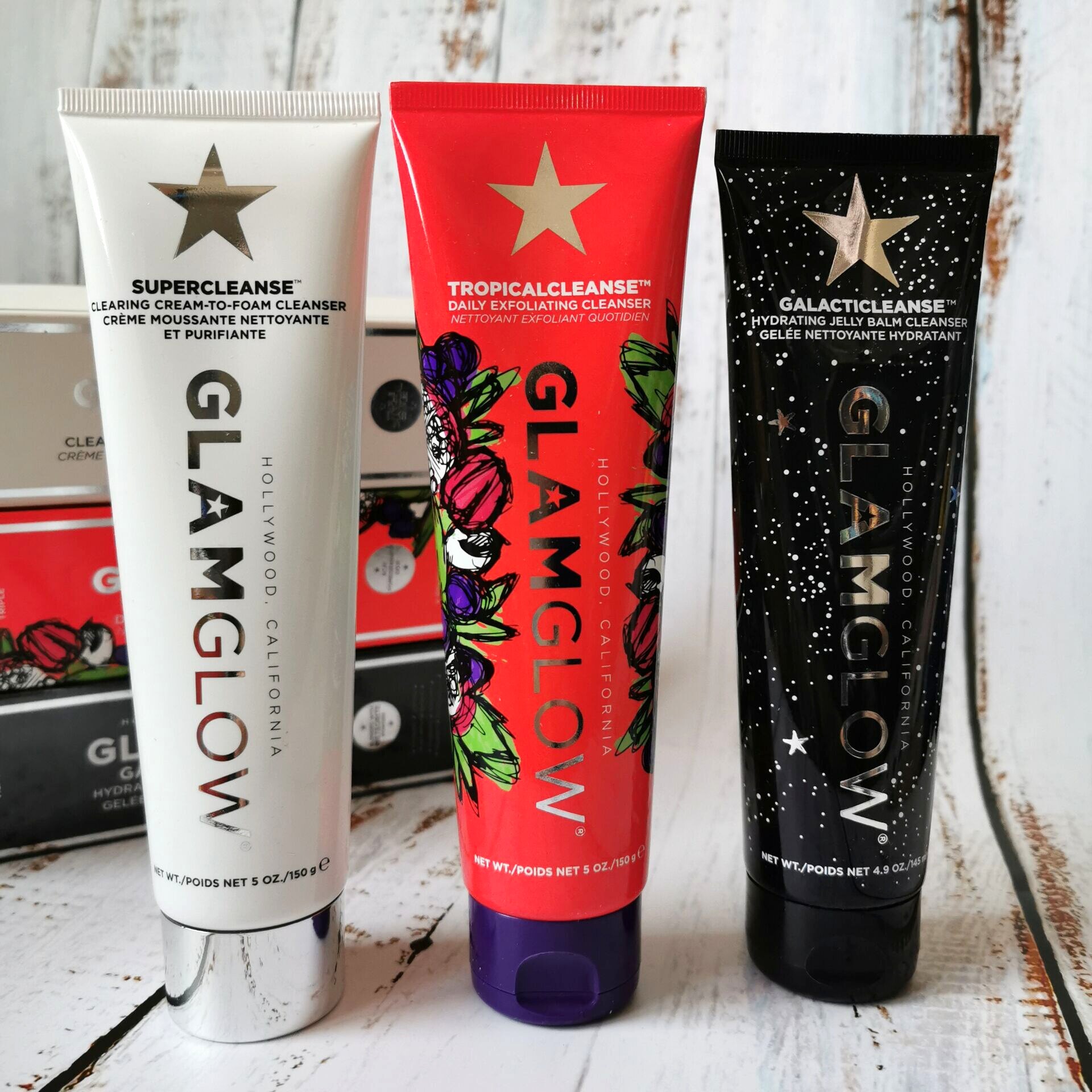 洗面奶现货glamglow格莱魅白红石榴磨砂洁面星空面部护理套装