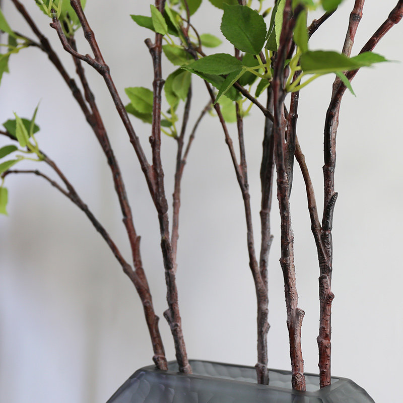 仿真花嫩芽绿植树枝万年青单枝绿叶子装饰柳枝假干枝仿真植物枝条_双