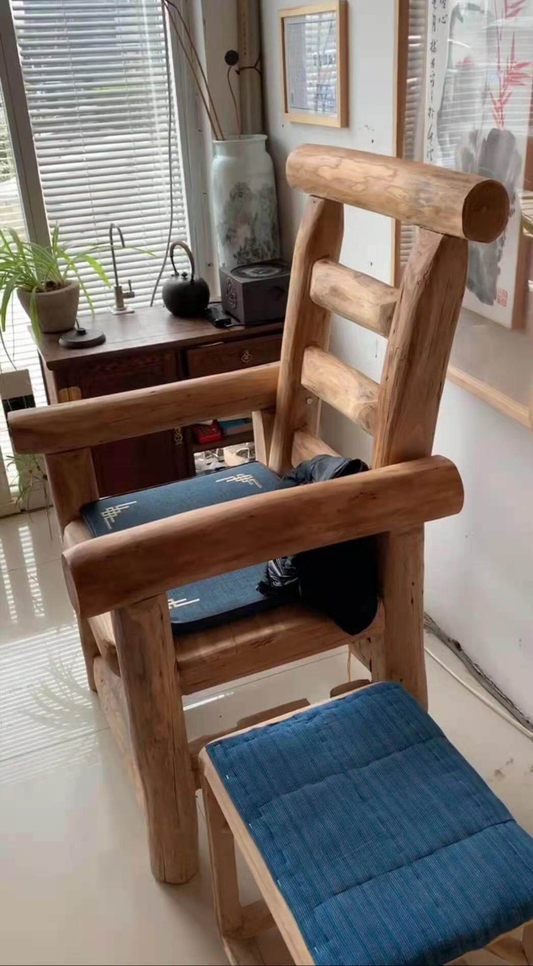 原木自然扶手主人椅老榆木原生态老宅复古田园其它椅子