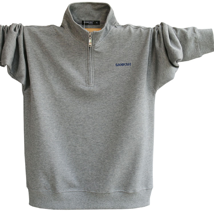 2021春秋新款长袖t恤男士休闲立领半拉链上衣宽松休闲打底衫百搭