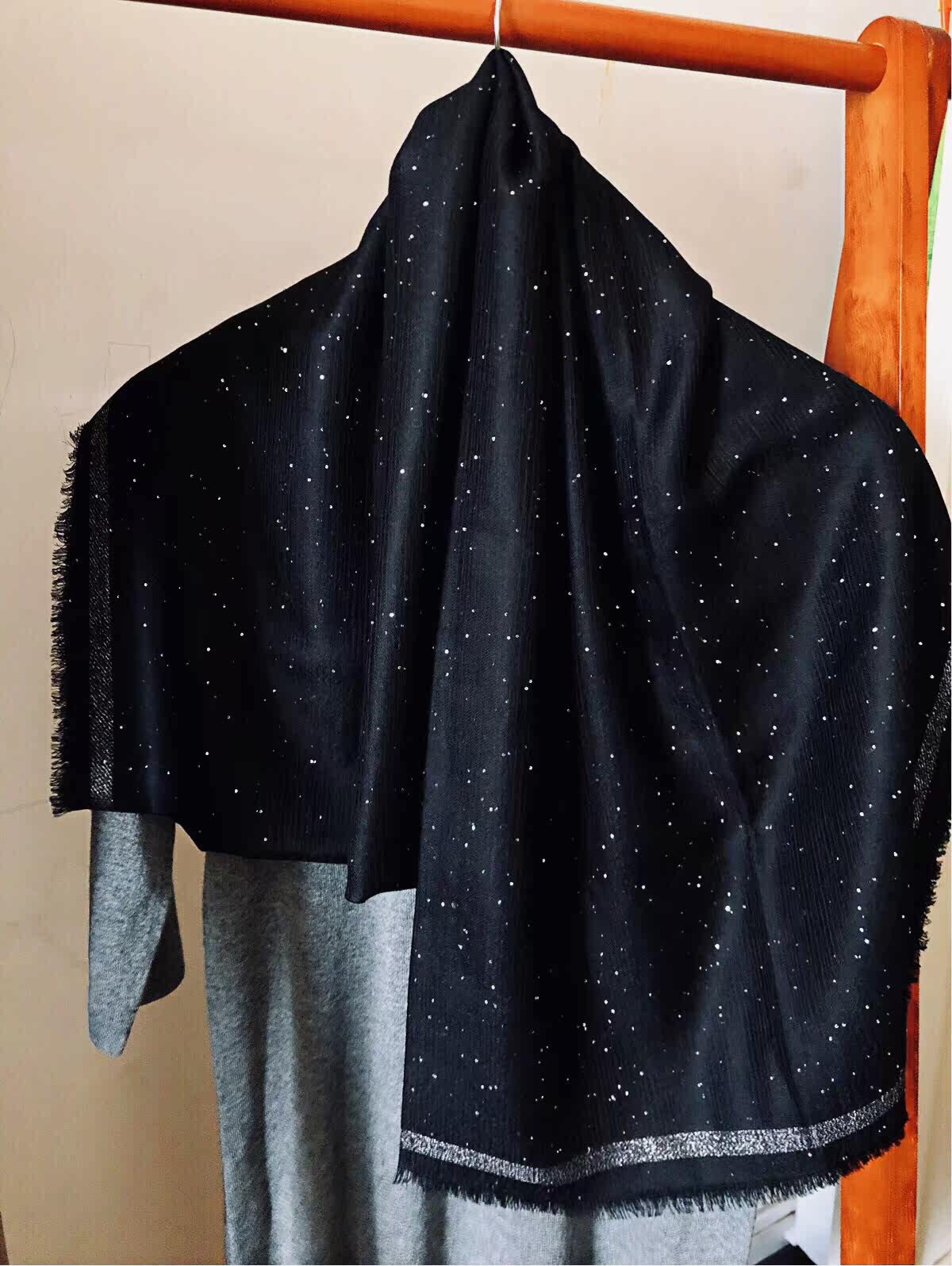 秋冬保暖香家风格璀璨星空满天星亮片羊绒围巾围巾