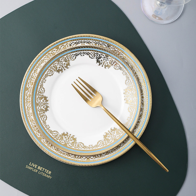 餐盘ins轻奢欧式金边陶瓷盘子网红家用用意盘