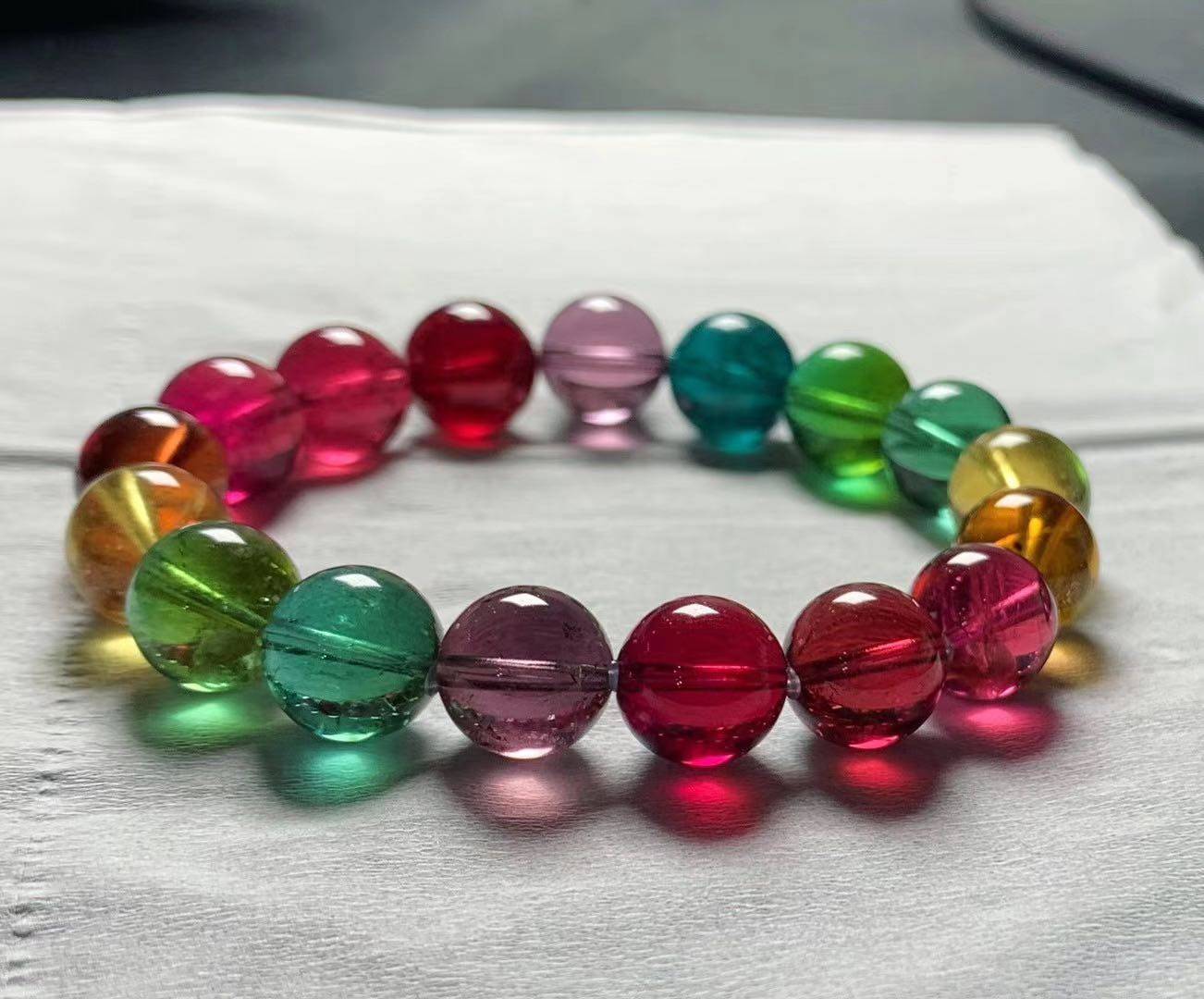 碧玺都是11m参数珠宝殿堂色彩手链通透晶体手链