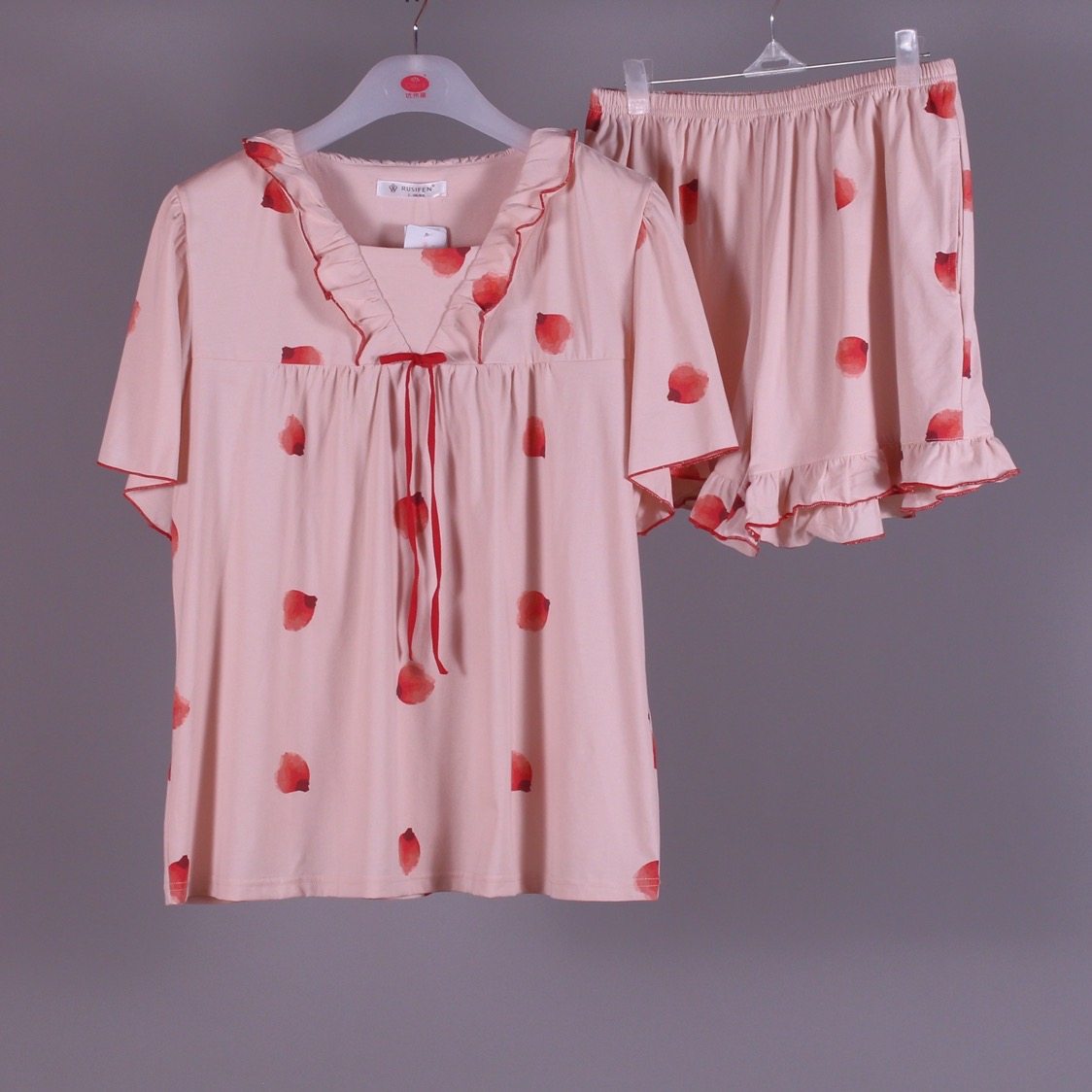 汝斯芬新款睡衣女士夏季短袖纯棉短裤套装女夏睡衣