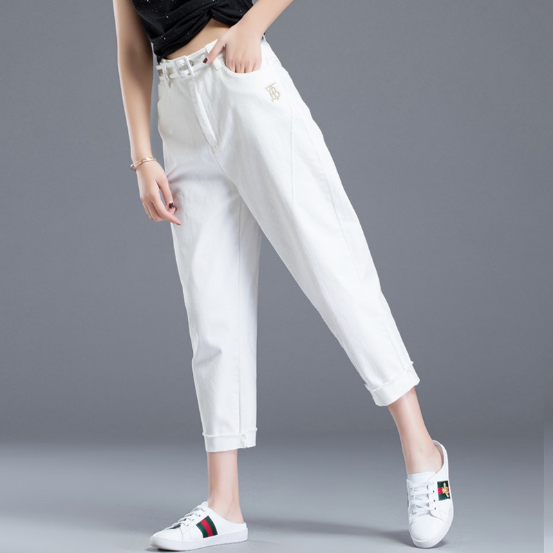白色裤子女春夏显瘦百搭宽松2020新款休闲七分裤女萝卜哈伦老爹裤