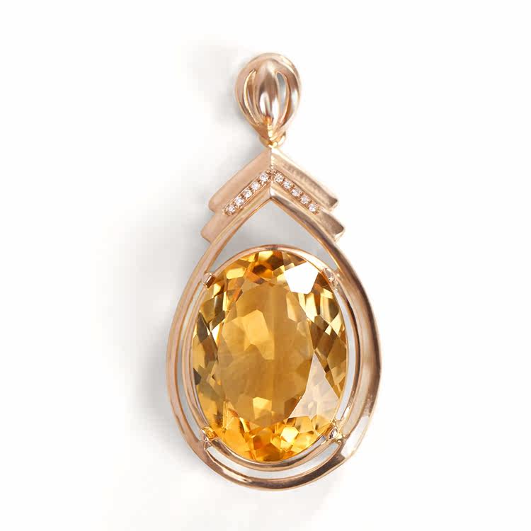 金吊坠托项坠锁骨链空托可镶嵌宝石碧玺私人定制 18k 宇彩珠宝热销