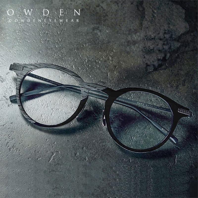 owden日本手工不对称眼镜镜框近视灰色透明复古眼镜架
