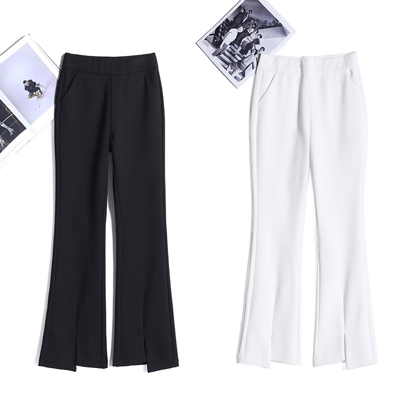 前开叉裤子女显瘦高腰微喇裤女2022年春秋新款大码休闲喇叭西装裤