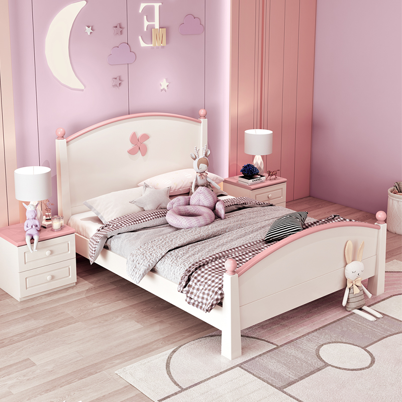 儿童童床女孩公主15米12米单人床小户户型实木儿童床