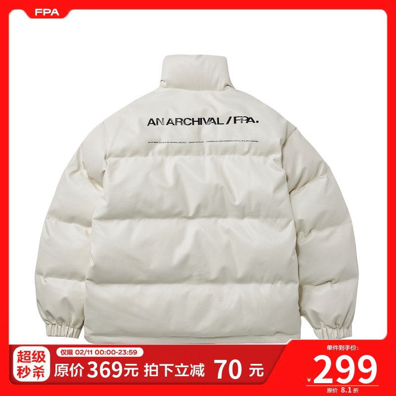 FPA(VENGETICE)冬季情侣装PU皮棉衣国潮牌冬装白色面包棉服外套男