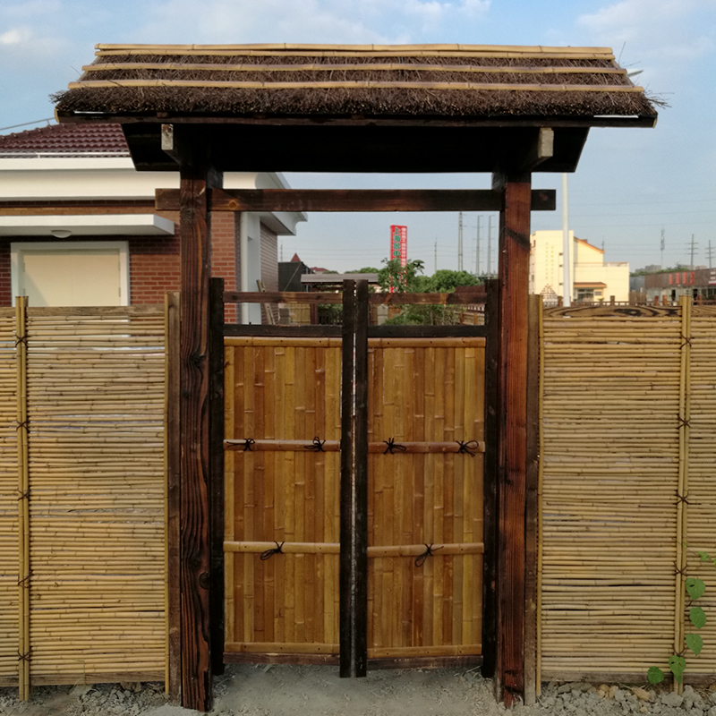 户外防腐栅栏篱笆门竹门楼日式庭院竹门花园大型篱笆