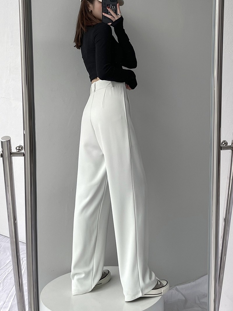 2021年春夏新款拖地白色西装裤加长裤子女高个子休闲裤