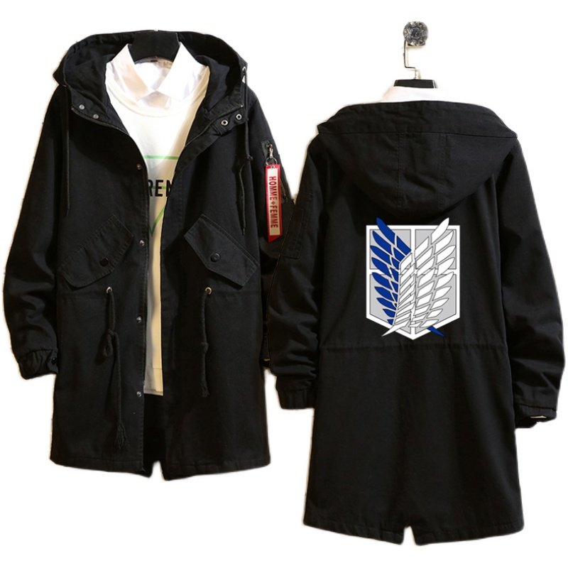 进击巨人衣服自由之翼中长风衣二次元外套动漫日系男动漫t恤