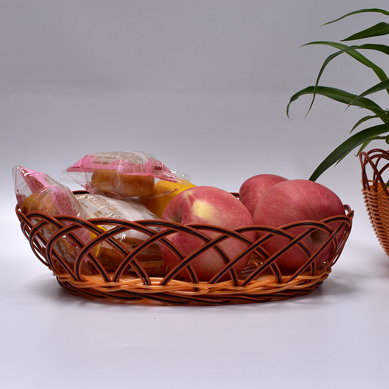 小吃篮子藤编仿藤创意水果篮家用客厅果盘面包篮欧式糖果筐子个性