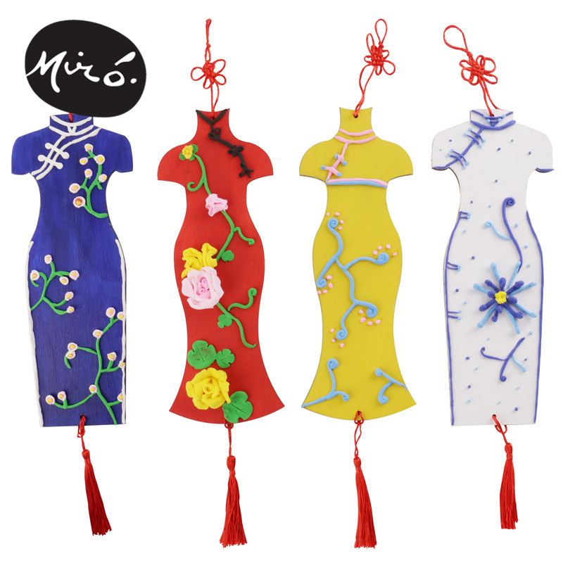 春节新年元宵手工手工制制作旗袍吊饰彩绘创意其他手工制作