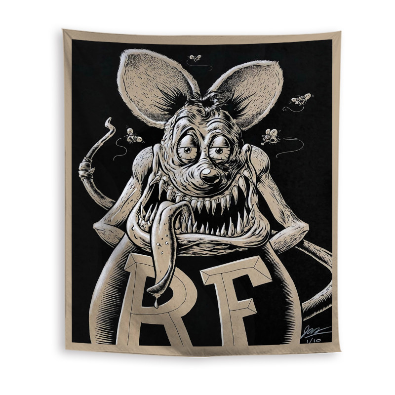 芬克老鼠ratfink复古版画挂布rf卡通机车摇滚挂毯