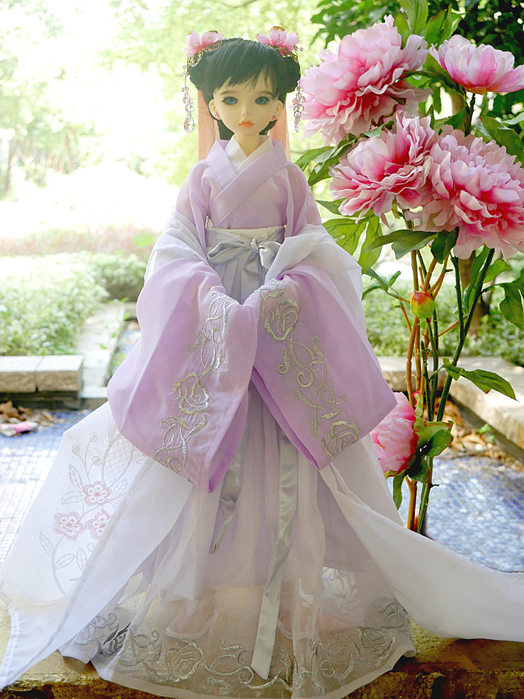 原创娃设计汉服娃娃bjd34分女装绣花汉服定制