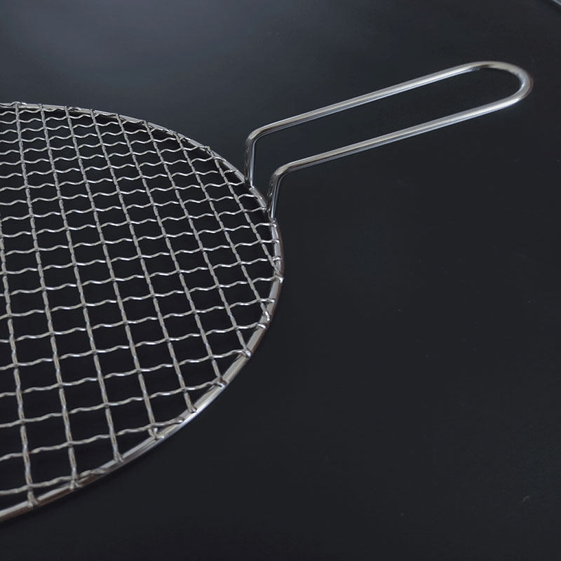 烧烤不锈钢网架把手圆形熏肉烤肉网片铁网网格烧烤网