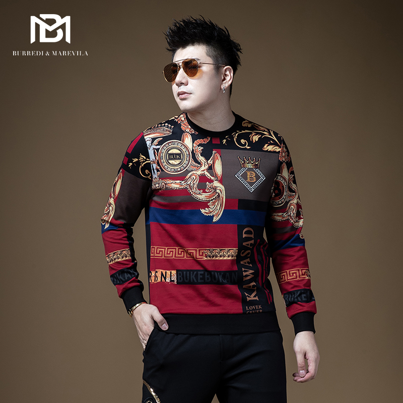 BM男士2020新款欧洲站印花卫衣男宽松百搭痞帅潮流炸街外套港风秋