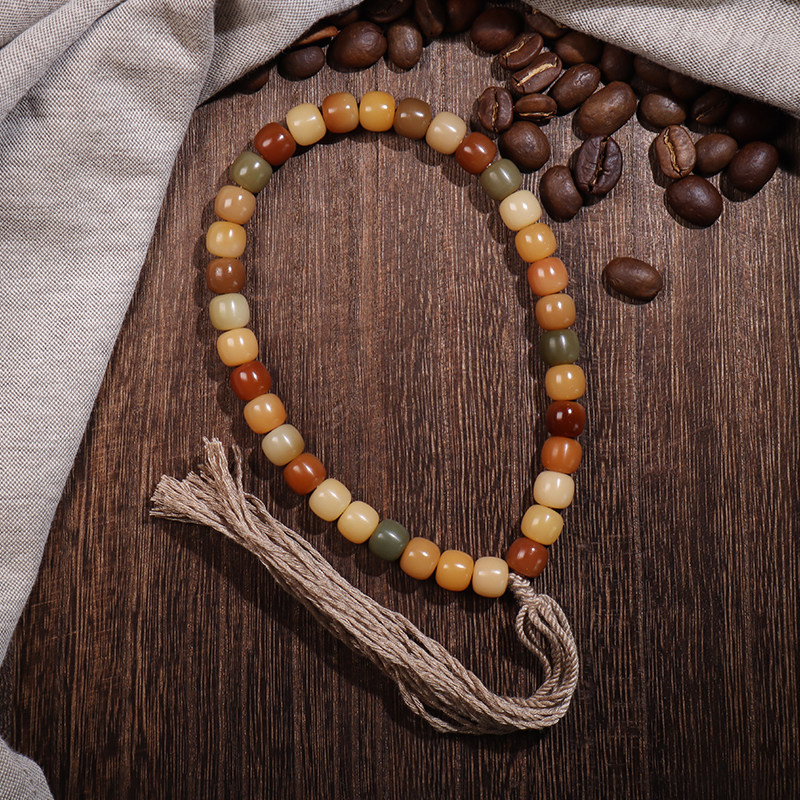 菩提天然彩色彩虹白玉36颗手持念珠男女佛珠佛珠