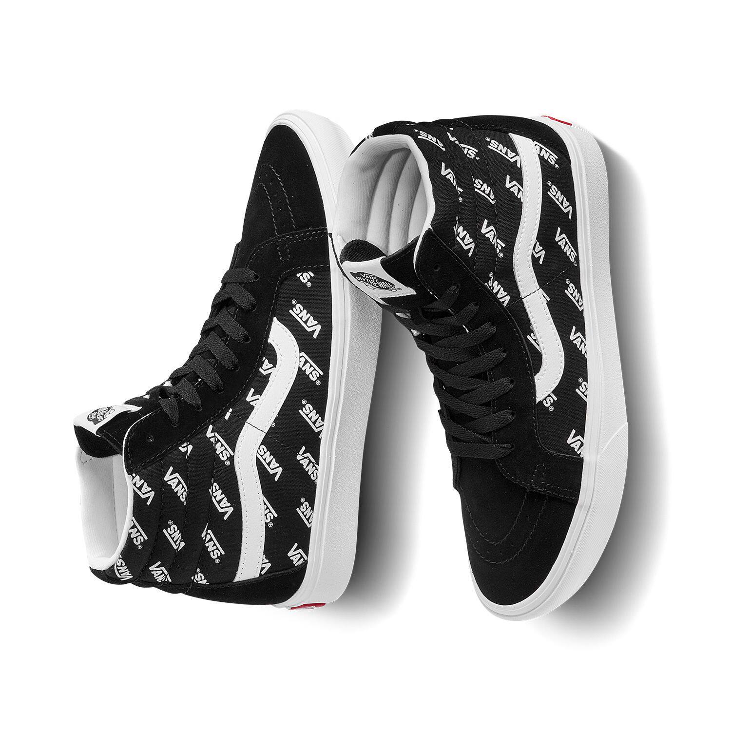 vans范斯sk8hi高帮秋冬新款舒服云朵黑白logo运动休闲鞋