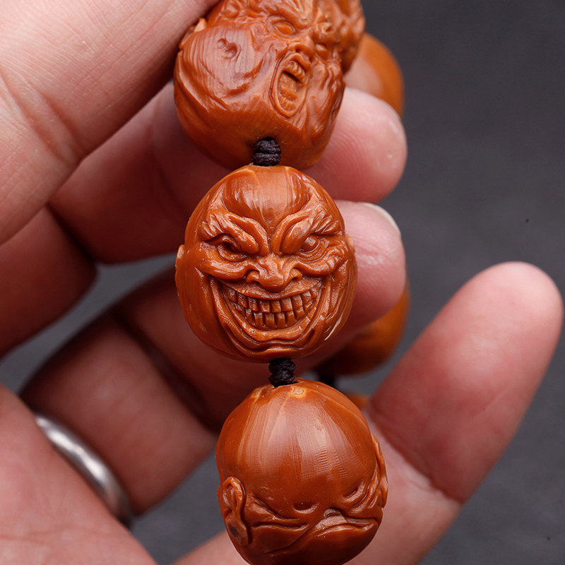 铁核恶僧手工橄榄雕刻文玩手串民族风原创设计手链
