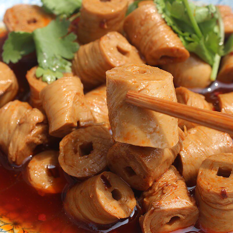 滑县特产宏益罐头鸡汁素肠面筋卷仿素鸡速食面筋制品