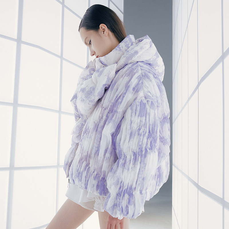 ukeep设计师品牌2022秋季新款时尚变色蝴蝶结羽绒服羽绒服