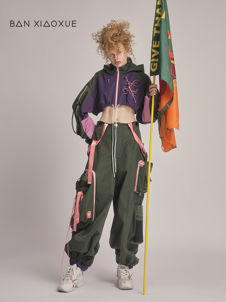 独立原创设计师品牌班晓雪时尚个性可拆口袋结构式背带长裤