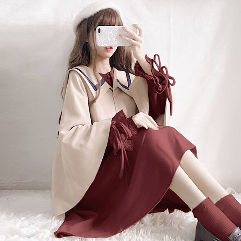 小个子秋装温柔系穿搭套装裙子秋冬森系冬季裙连衣裙两件套女冬裙