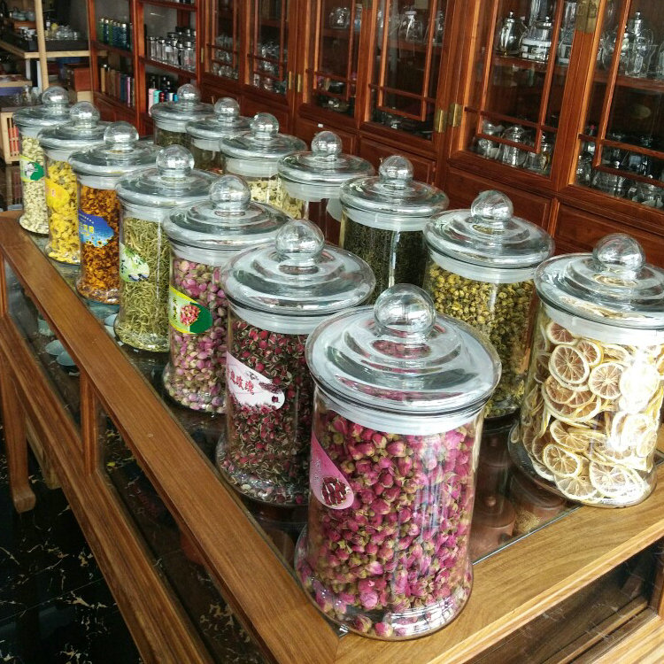 加厚玻璃茶叶罐大号透明储物罐花茶药材干货陈皮密封罐