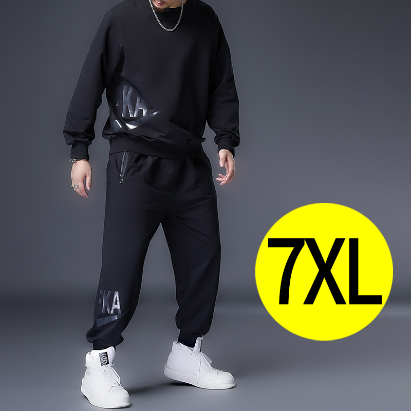 大码运动套装男加绒加厚加肥加大胖子冬季男装卫衣男士衣服新款潮