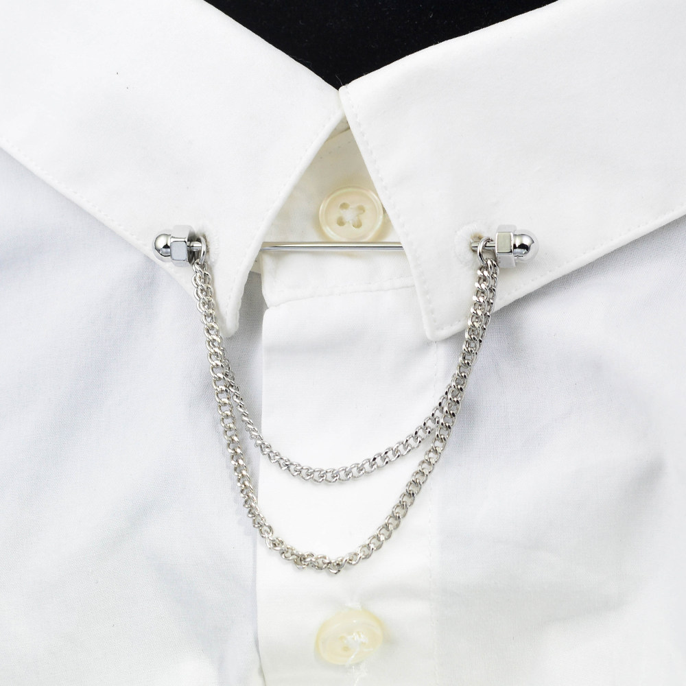 法式衬衫领口配饰衣领扣一字胸针流苏领带棒个性时尚男士螺旋领针