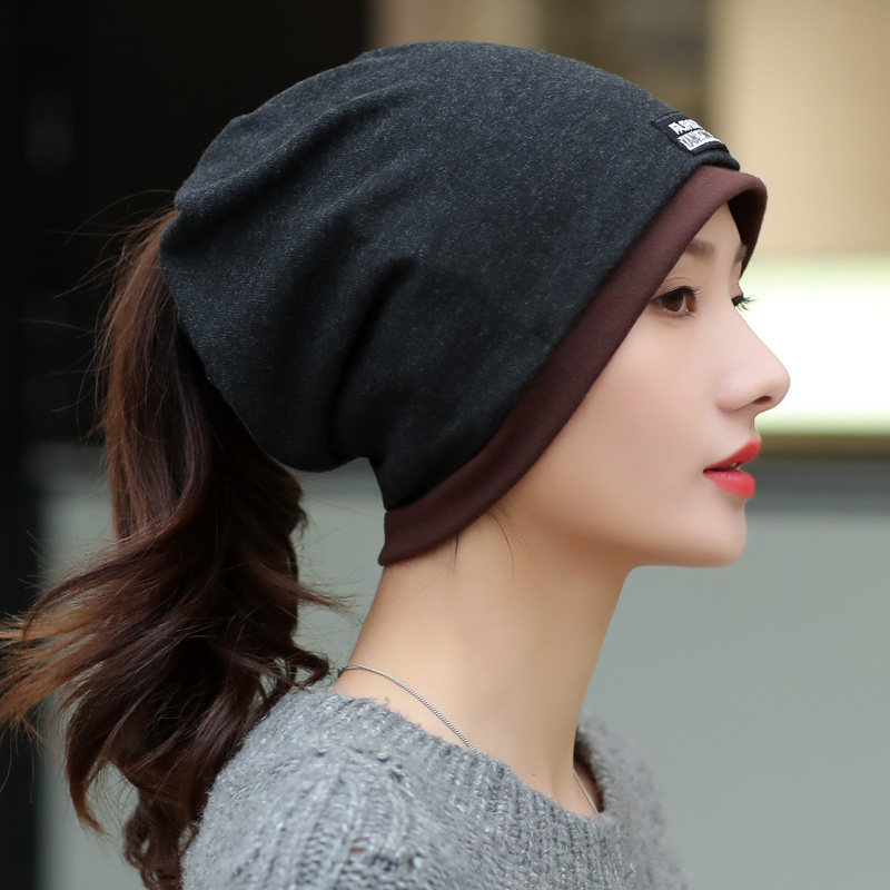 帽子女秋冬韩版潮百搭包头帽时尚套头帽保暖月子帽围脖多用堆堆帽