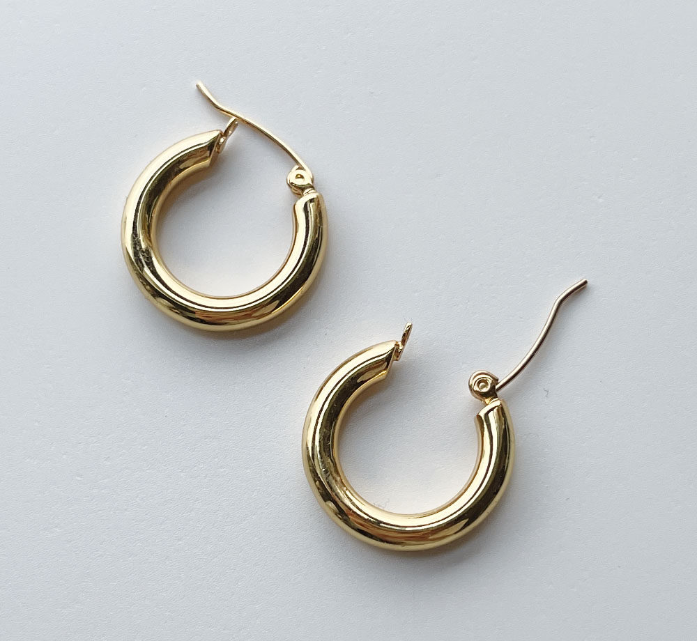 18k蛇骨耳环经典圈圈金色百搭不退佩戴都可以耳环