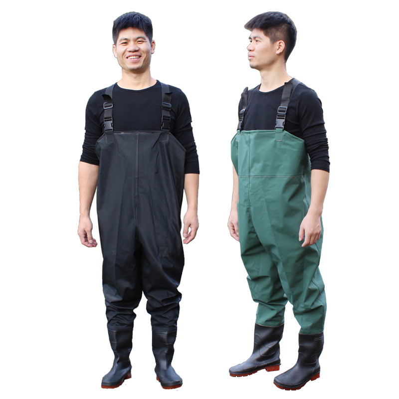 抓鱼裤钓鱼服防水裤子捕鱼下水裤半身男皮叉扑鱼连体雨裤全身水衣