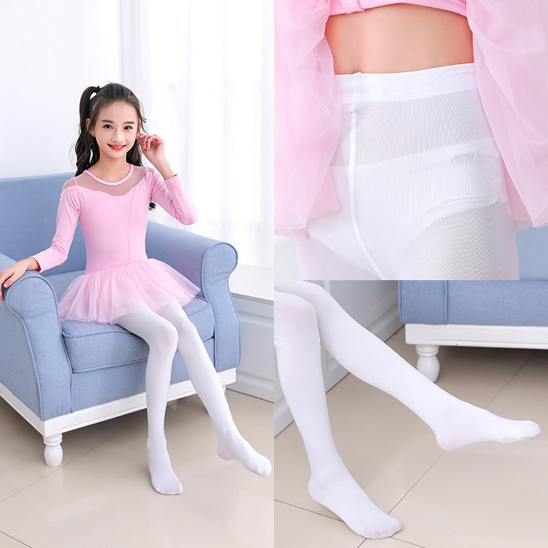 儿童舞蹈袜白色练功女童连裤袜春秋薄款夏季宝宝丝袜连体长筒袜子