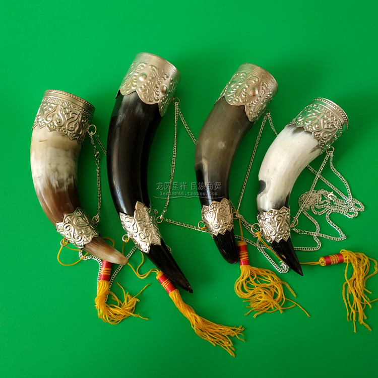 蒙古族结盟纯天然黄牛角牛角酒杯舞台表演道具内蒙古其他