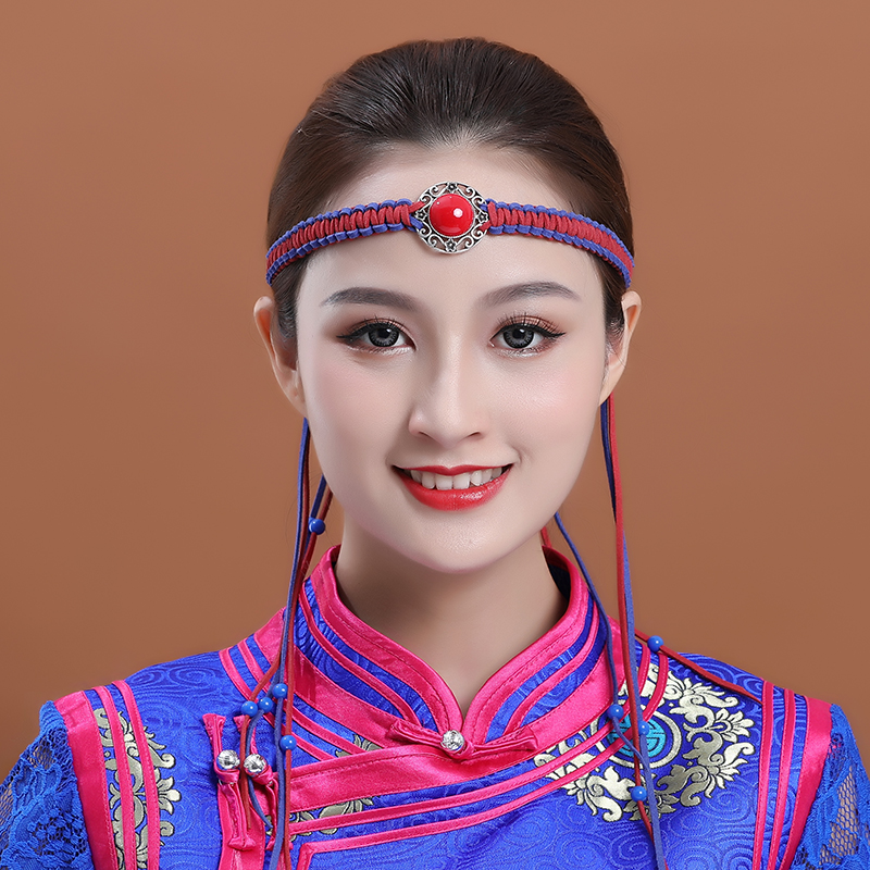头饰蒙古族皮绳发男女通用蒙古舞蹈演出可调调节发饰