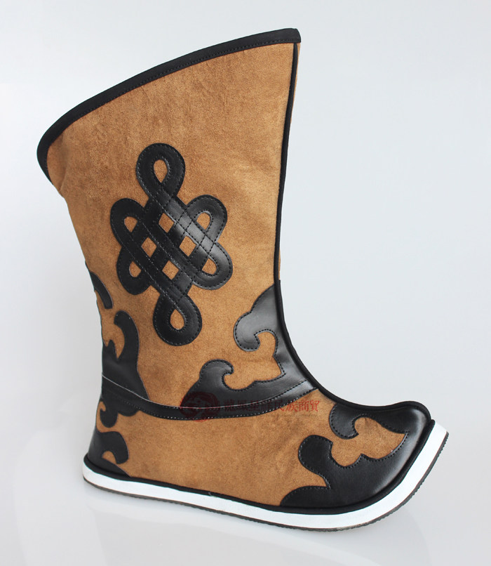 蒙古蒙古族靴子手工男士骑马马靴少数民族舞蹈鹿皮时装靴