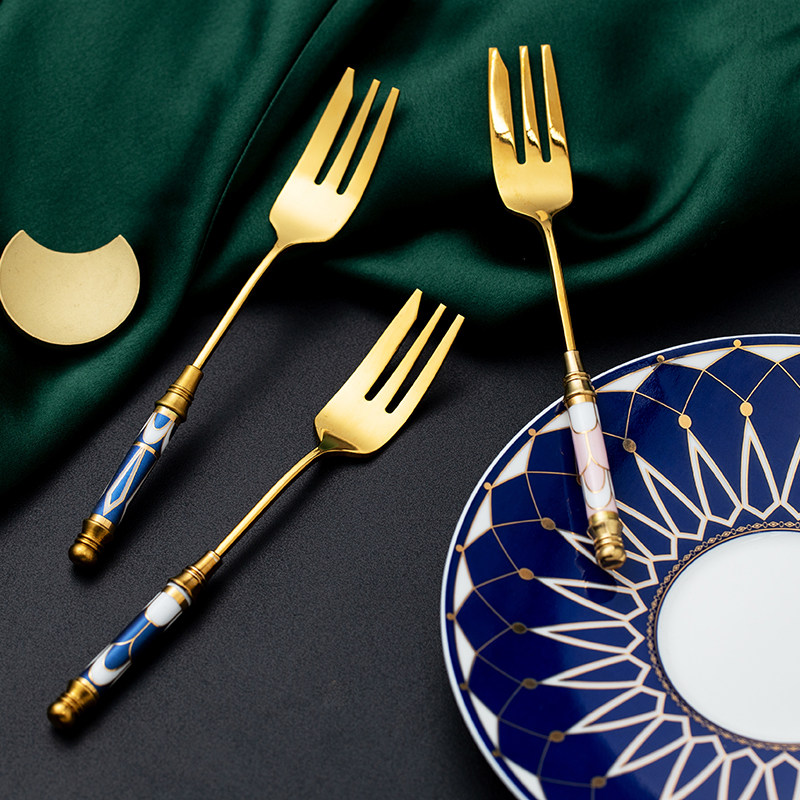 米立风物创意水果叉子ins北欧风点心叉子不锈钢甜品叉可爱蛋糕叉