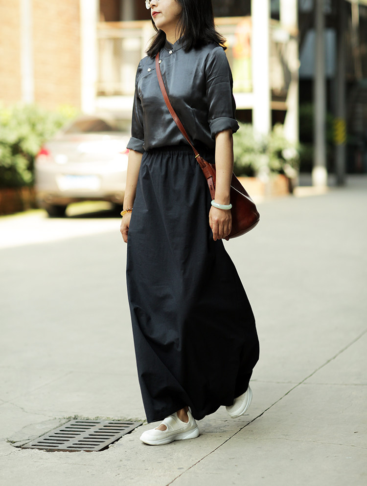 画子行山水 《摇曳》 原创设计简洁古典布裙黑色长显高瘦