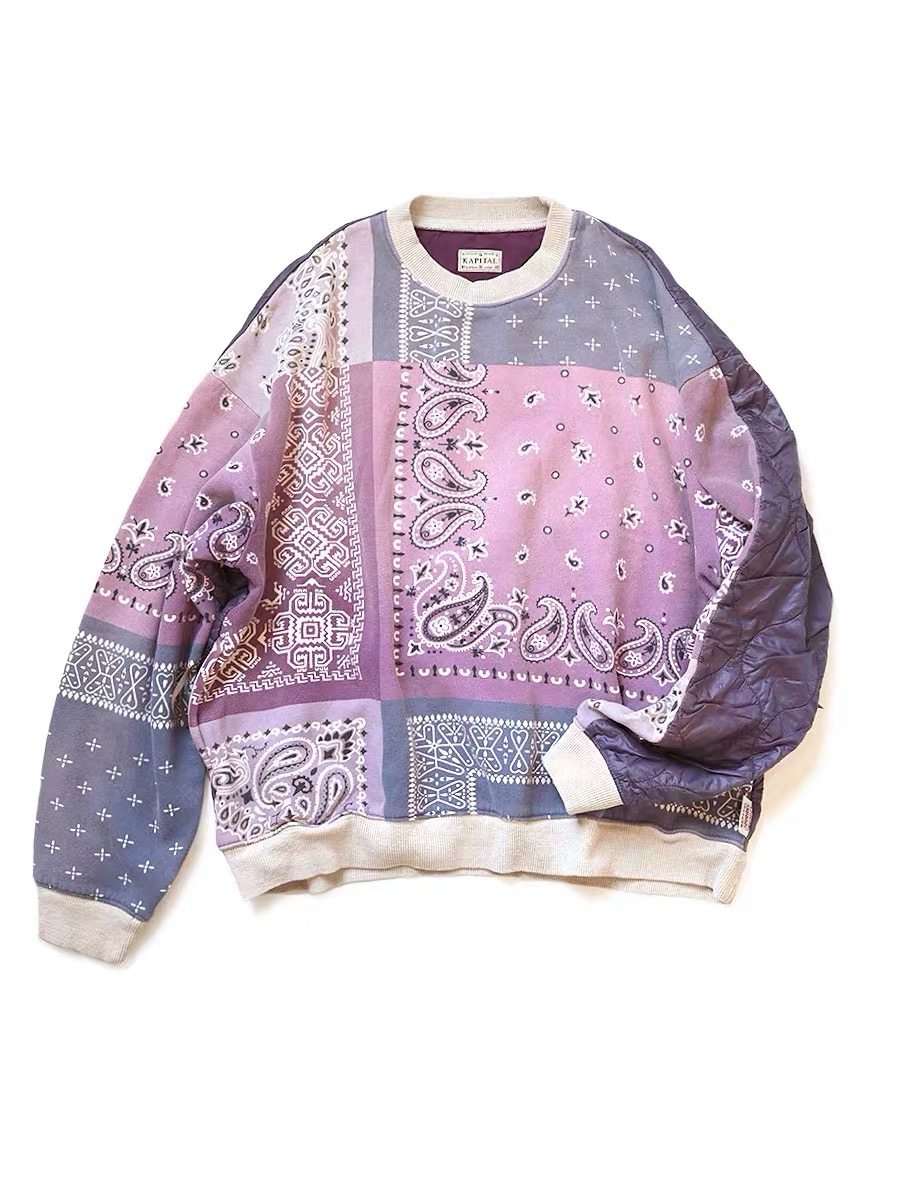 19aw kapital 平田和宏 纯棉拼接 腰花果 男女同款 圆领套头卫衣
