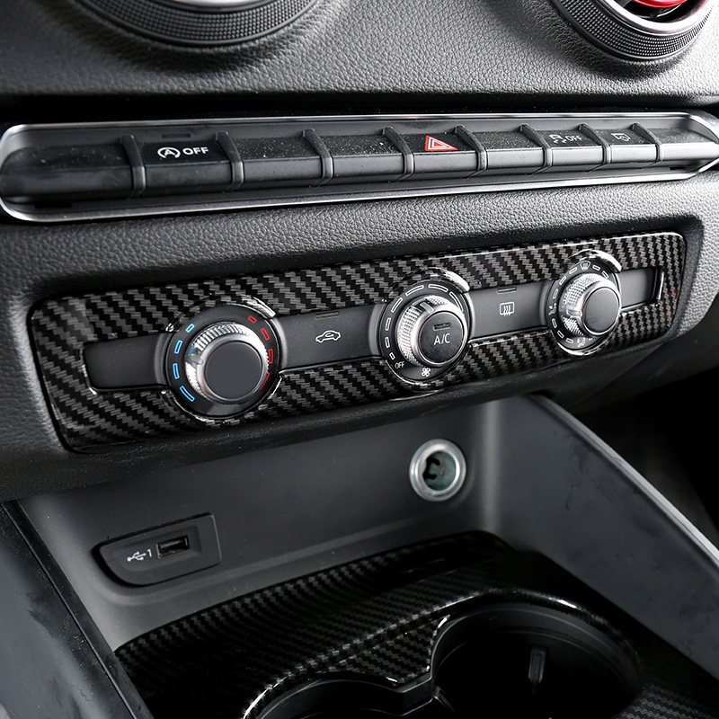 奥迪2019款a3中控空调旋钮装饰s3碳纤纹面汽车内饰贴片
