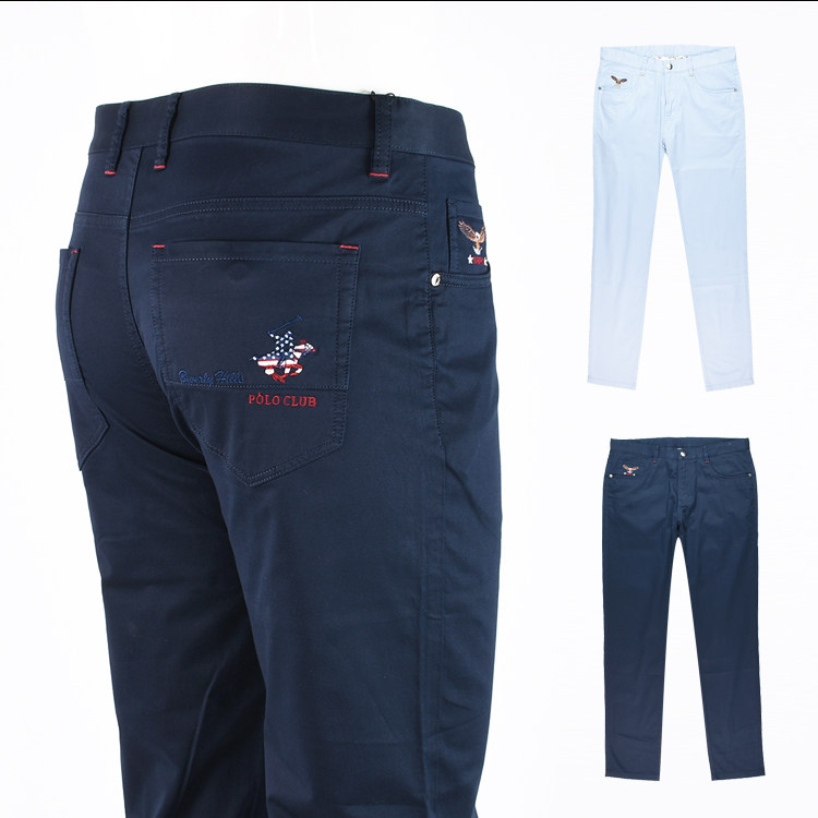 比华利保罗20年专柜正品男装新款夏季修身刺绣标小休闲裤