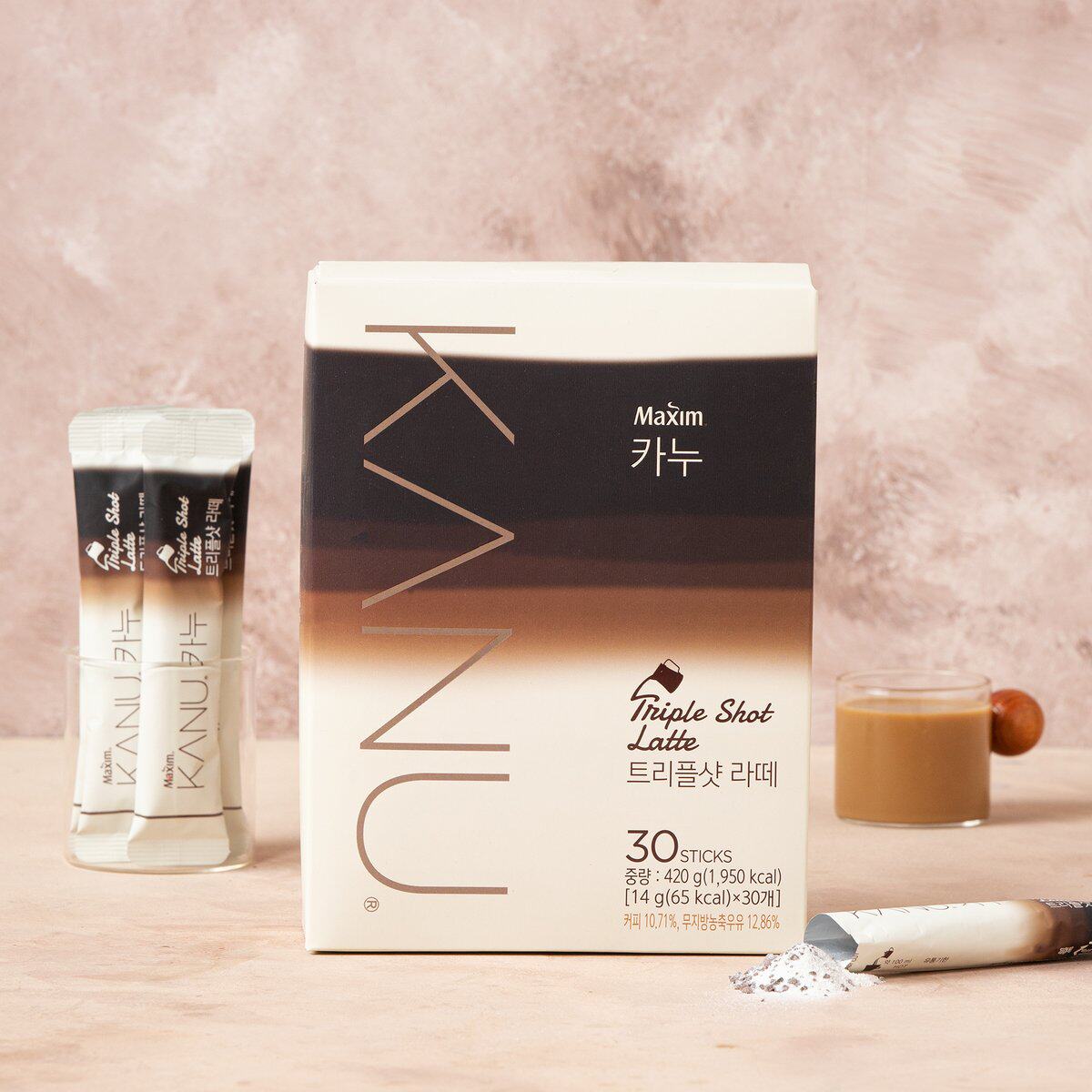 韩国咖啡拿铁进口kanu卡奴双倍咖啡因多趣速溶速溶咖啡