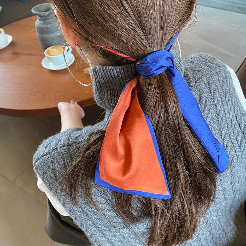 ins扎马马尾丝巾发带绑发韩国编发复古头巾发饰