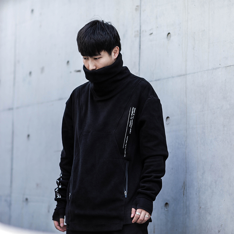 【潮WOO专属】ENSHADOWER隐蔽者摇粒绒结构高领卫衣男黑色套头衫
